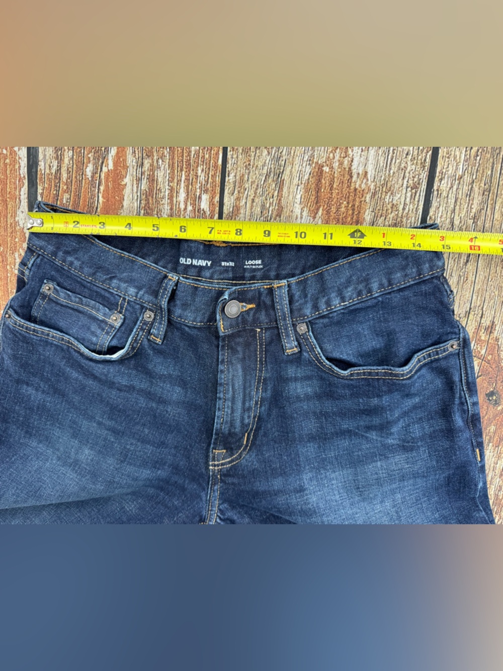 Men's Old Navy Loose Fit, Built in Flex, Dark Wash Denim Jeans, Size 31x32 - Picture 5 of 12